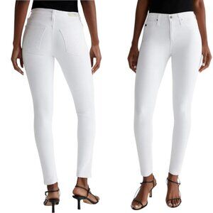 AG The Skinny Ankle Jeans Raw Hem White 27